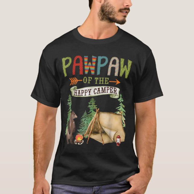 Pawpaw Of The Happy Camper First Birthday Camng  T Shirt (Framsida)