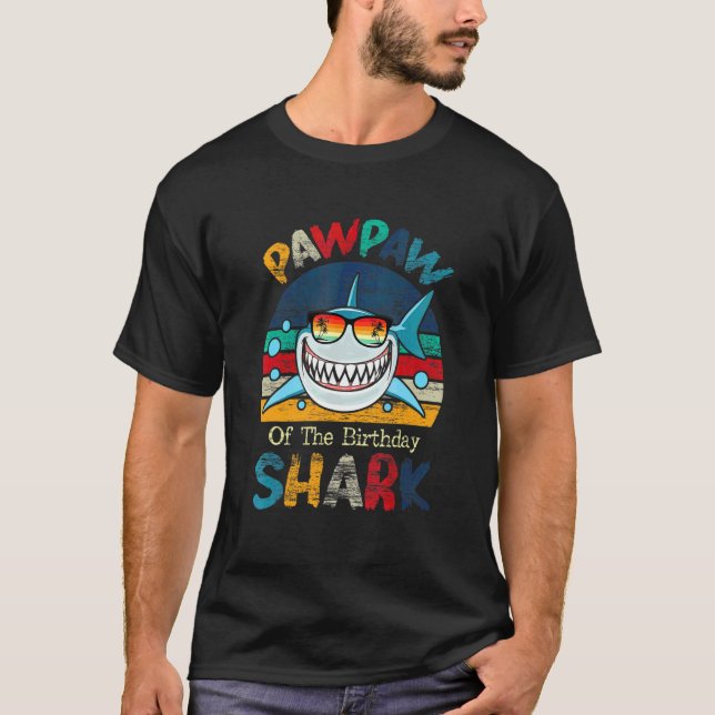 Pawpaw of the Shark Birthday Matching Family T Shirt (Framsida)