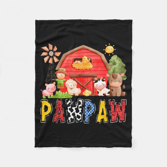 Pawpaw Red Farm Cow Birthday Boy Matching Family P Fleecefilt (Framsidan)