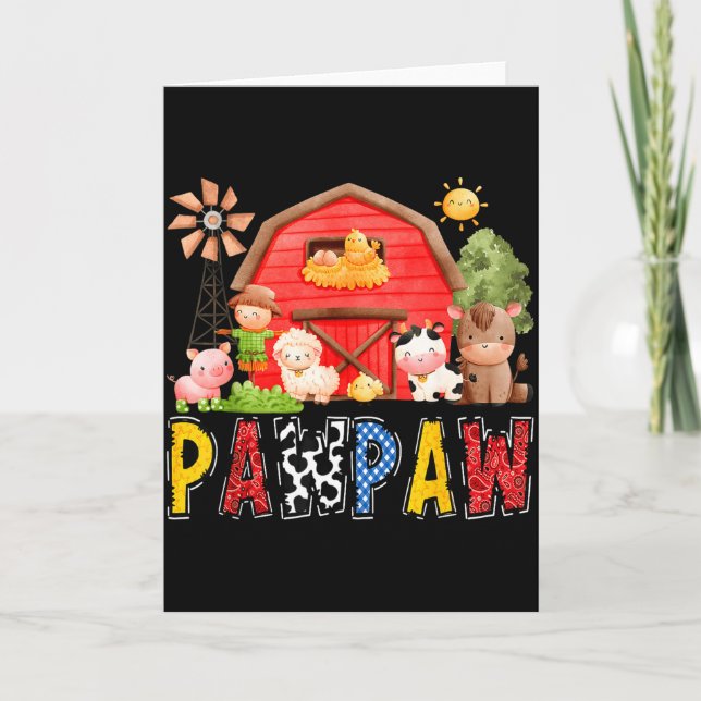 Pawpaw Red Farm Cow Birthday Boy Matching Family P Kort (Framsida)
