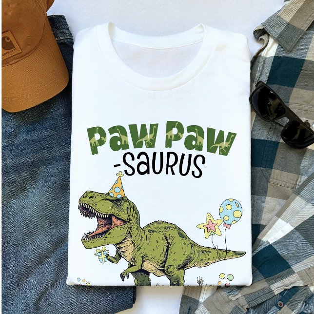 PawPaw-saurus Funny Dinosaur Barns födelsedag Part T Shirt (Cute PawPaw-saurus dinosaur theme kids birthday party matching family shirt, T-Rex, 3-Rex, grandpa)
