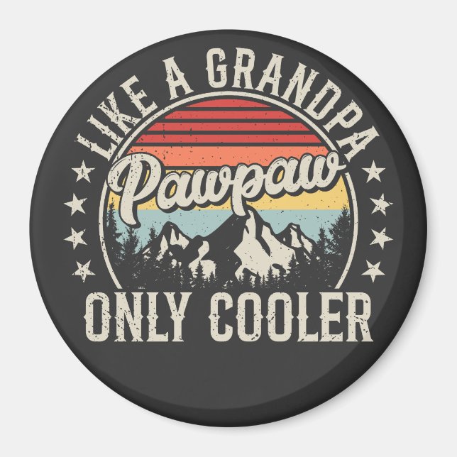Pawpaw som en "Grandpa Only Cooler Retro Circle" Magnet (Framsidan)