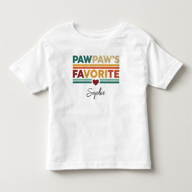 Pawpaw's Favorite Retro Simple Modern Script Name T Shirt (Framsida)