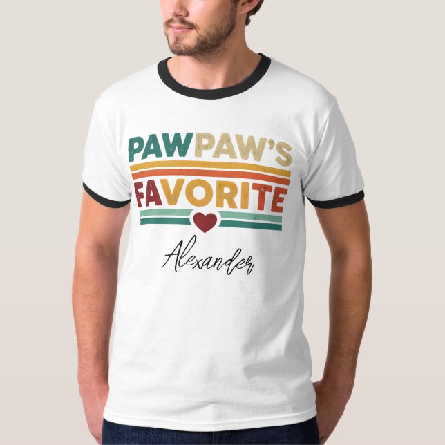 Pawpaw's Favorite Retro Simple Modern Script Name T Shirt (Framsida)