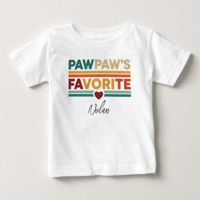 Pawpaw's Favorite Retro Simple Modern Script Name T Shirt (Framsida)