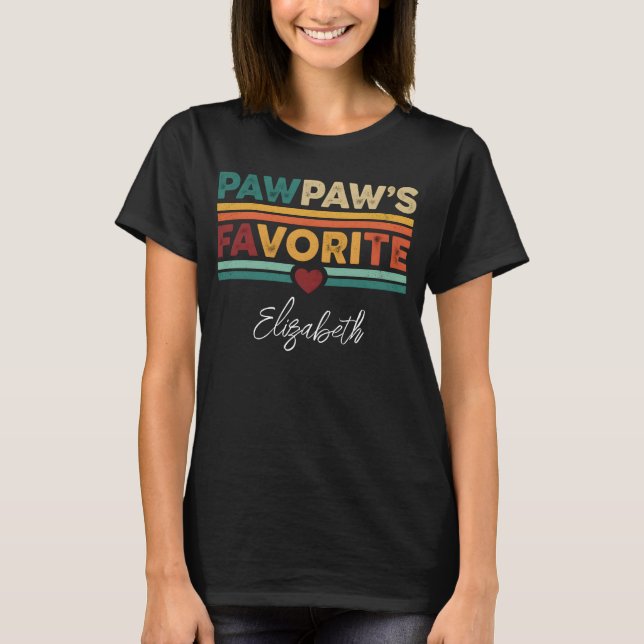 Pawpaws favoritretroenkla moderna skriptnamn t shirt (Framsida)