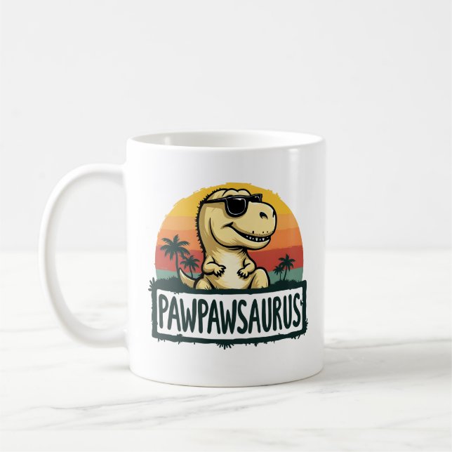 Pawpawsaurus Dinosaur Grandpa Saurus Fars dag Kaffemugg (Vänster)