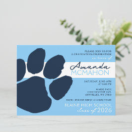 Pawprint av baby blue och marin Elegant (fotobaksi Inbjudningar