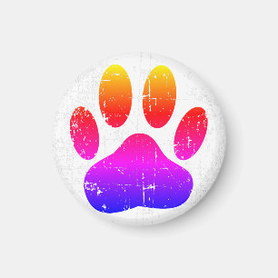 Pawprint av tryckt färgstark Hund Magnet