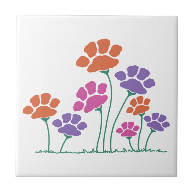Pawprint-Blomsterträdgård Kakelplatta (Framsidan)