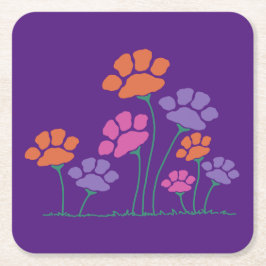 Pawprint-Blomsterträdgård Underlägg Papper Kvadrat