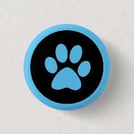 Pawprint Button i Blue and Black Knapp