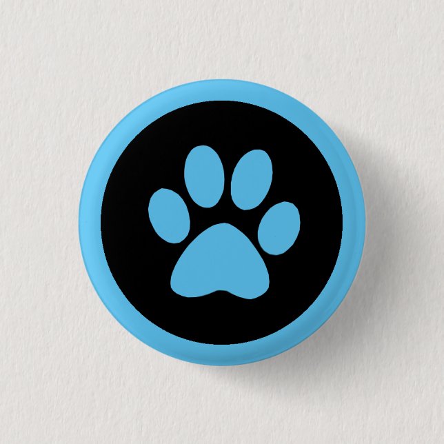 Pawprint Button i Blue and Black Knapp (Framsida)