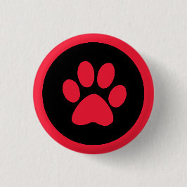 Pawprint Button i Red and Black Knapp
