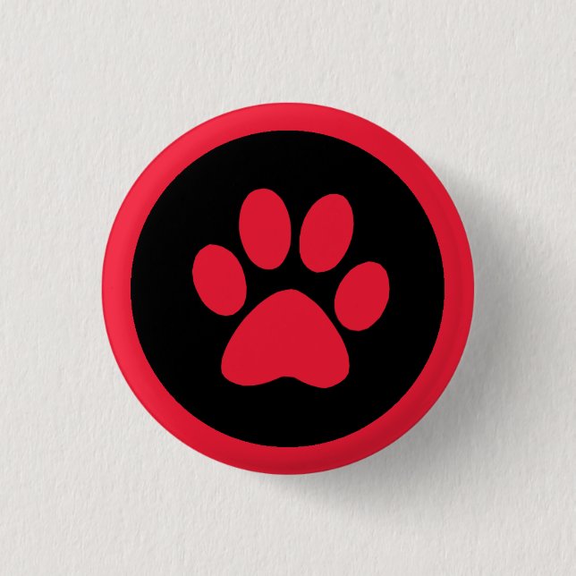 Pawprint Button i Red and Black Knapp (Framsida)