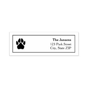 Pawprint enkel adress självfärgande stämpel