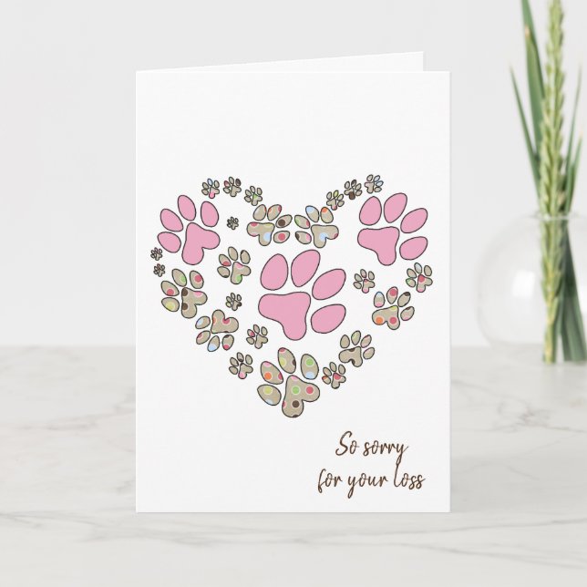 Pawprint Heart for Pet Loss Loss Kort (Framsida)