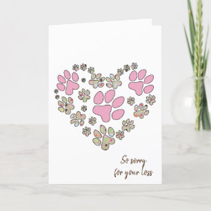Pawprint Heart for Pet Loss Loss Kort