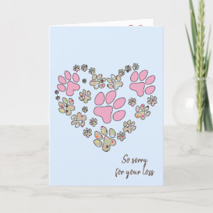 Pawprint Heart for Pet Loss Loss Kort