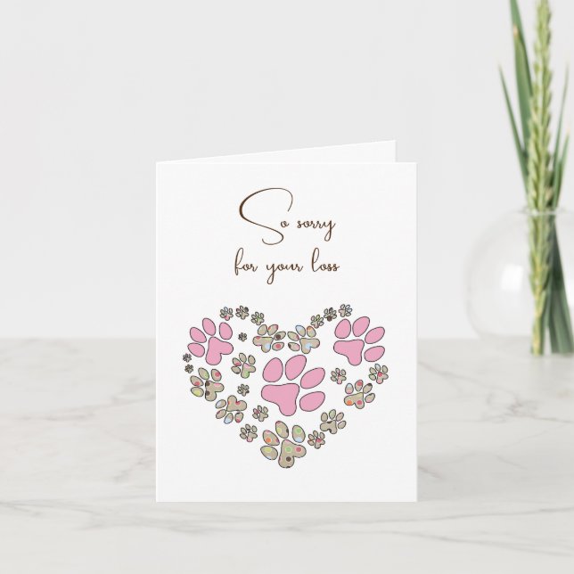 Pawprint Heart for Pet Loss Loss Sympathy Kort (Framsida)
