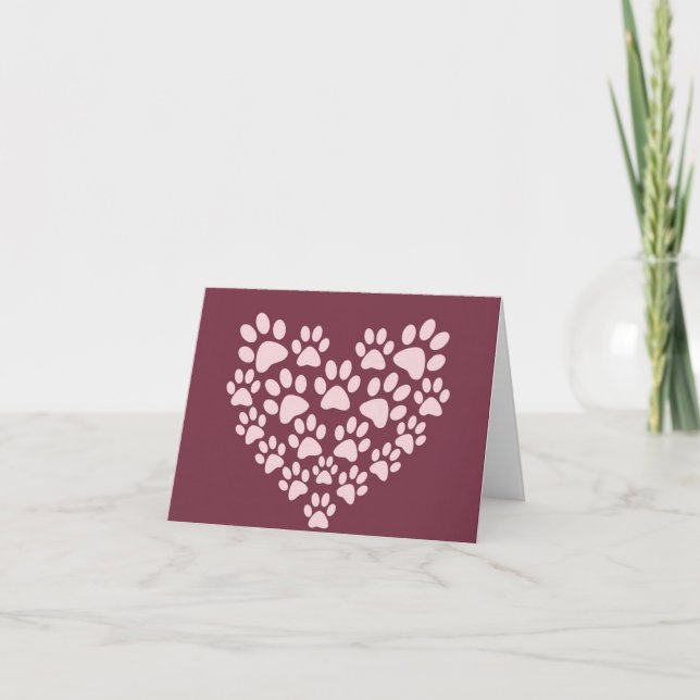 Pawprint Heart Note-kort Kort (Framsida)