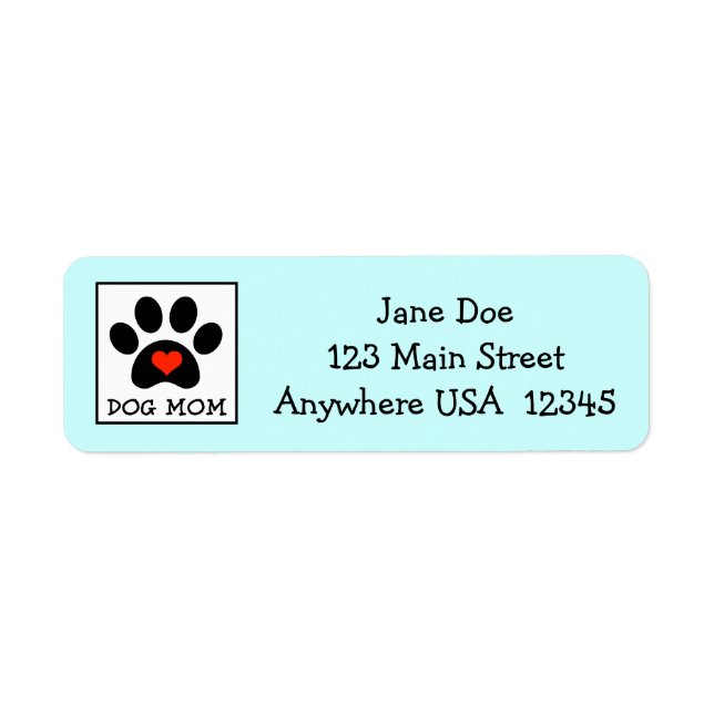 Pawprint Hund Mamma Returadress Etikett (Framsidan)