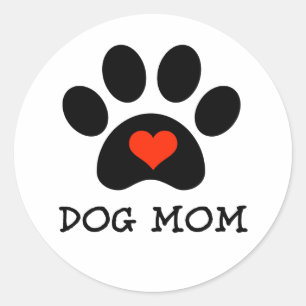 Pawprint Hund Mamma Runt Klistermärke