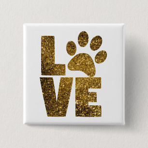 Pawprint Kärlek i Guld Knapp