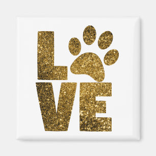 Pawprint Kärlek i Guld Magnet