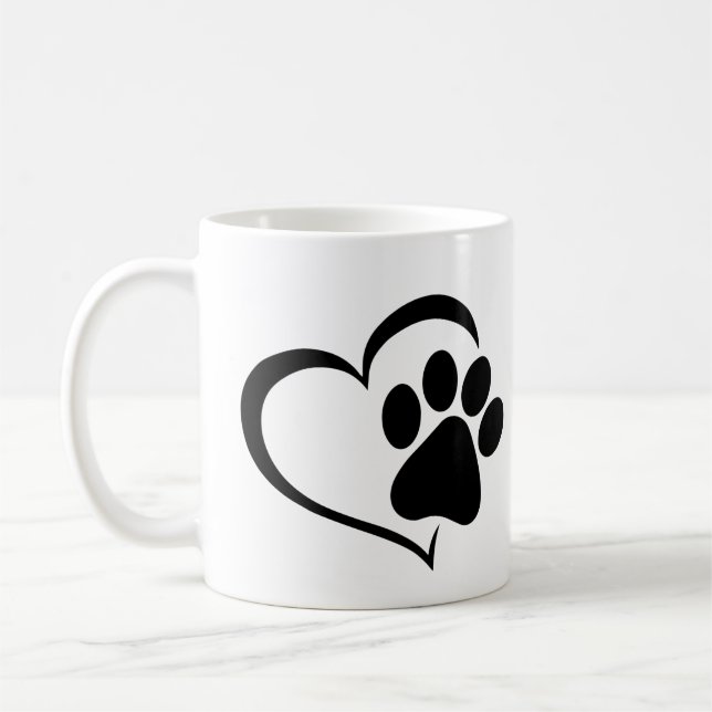 PawPrint med hjärtdesign Kaffemugg (Vänster)