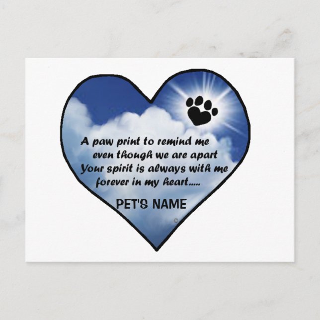 Pawprint Memorial-Dikt Vykort (Framsida)