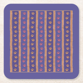 Pawprint Mönster Underlägg Papper Kvadrat