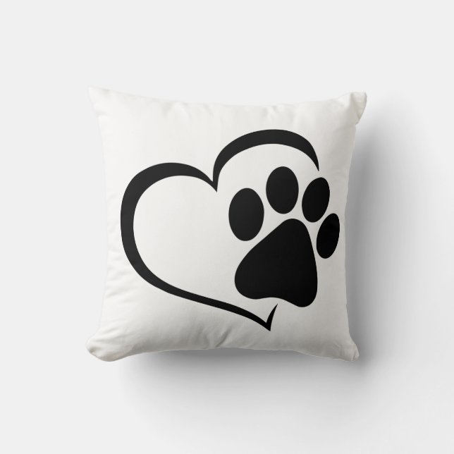 PawPrint och Hjärtdesign Kudde (Framsida)