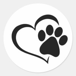 PawPrint och Hjärtdesign Runt Klistermärke