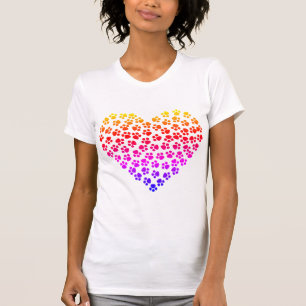 Pawprint Rainbow Heart Tee Shirt