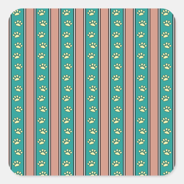 Pawprint Rand Fyrkantigt Klistermärke (Framsida)