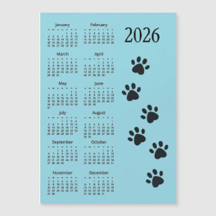 Pawprints Design 2026 Kalender Magnetkort
