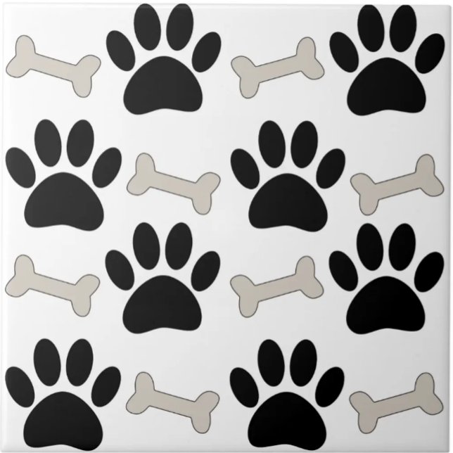 Paws And Bones Seamless Pattern Custom  Kakelplatta (Skapare uppladdad)