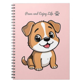 Paws and Enjoy Life Cute Puppy Notebook – Pastel  Anteckningsbok