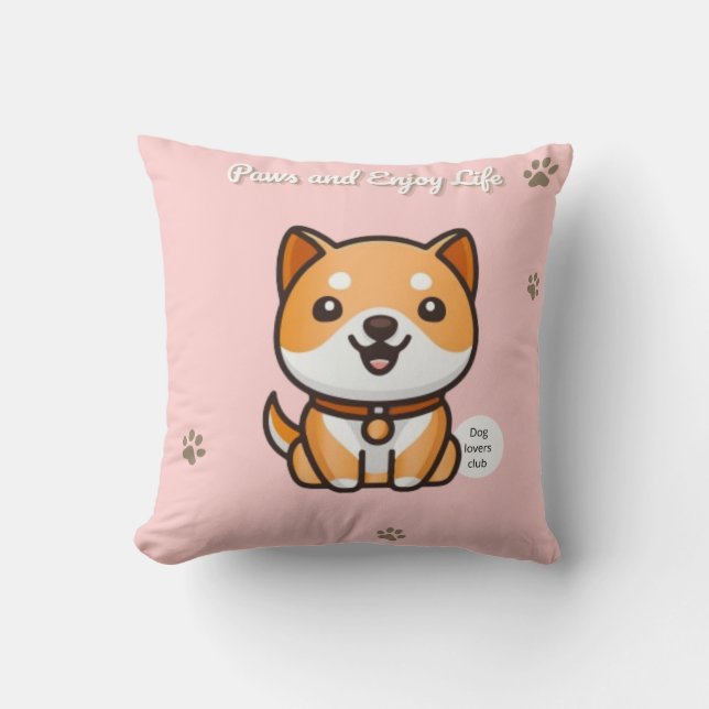Paws and Enjoy Life Shiba Pillow Kudde (Framsida)