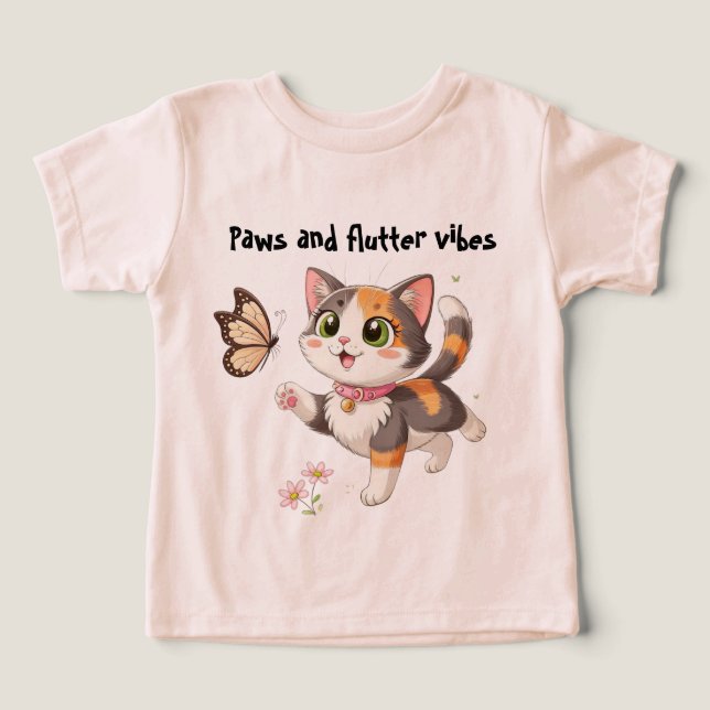 Paws and Flutter Vibes  Kids T-Shirt (Design Framsida)