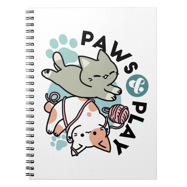 Paws and Play – Adorable Cat Illustration Anteckningsbok (Framsidan)