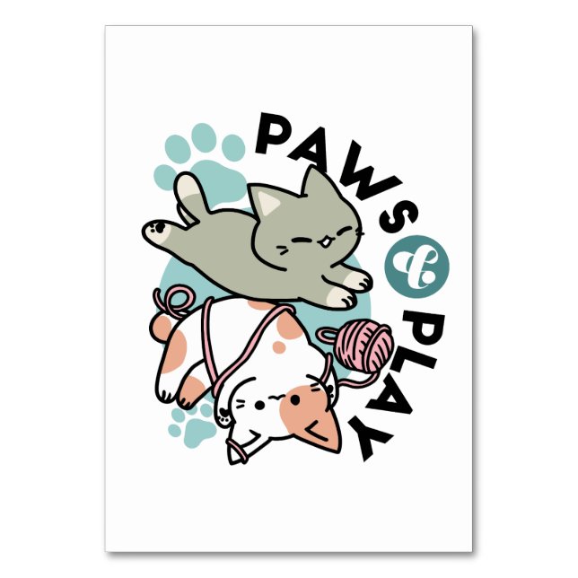 Paws and Play – Adorable Cat Illustration Bordsnummer (Framsidan)