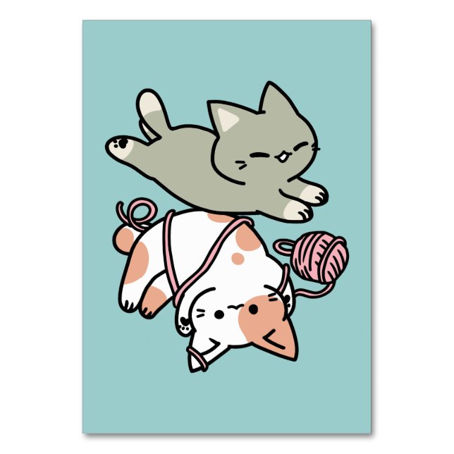Paws and Play – Adorable Cat Illustration Bordsnummer (Framsidan)