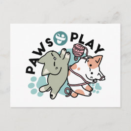 Paws and Play – Adorable Cat Illustration Helg Vykort