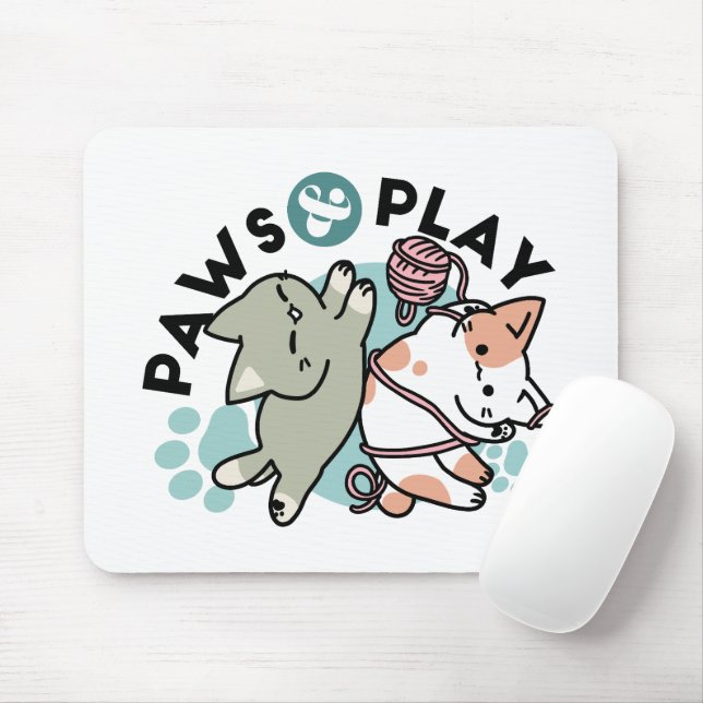 Paws and Play – Adorable Cat Illustration Musmatta (Med mus)