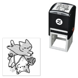 Paws and Play – Adorable Cat Illustration Självfärgande Stämpel