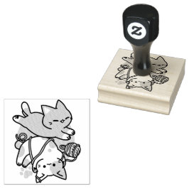 Paws and Play – Adorable Cat Illustration Stämpel