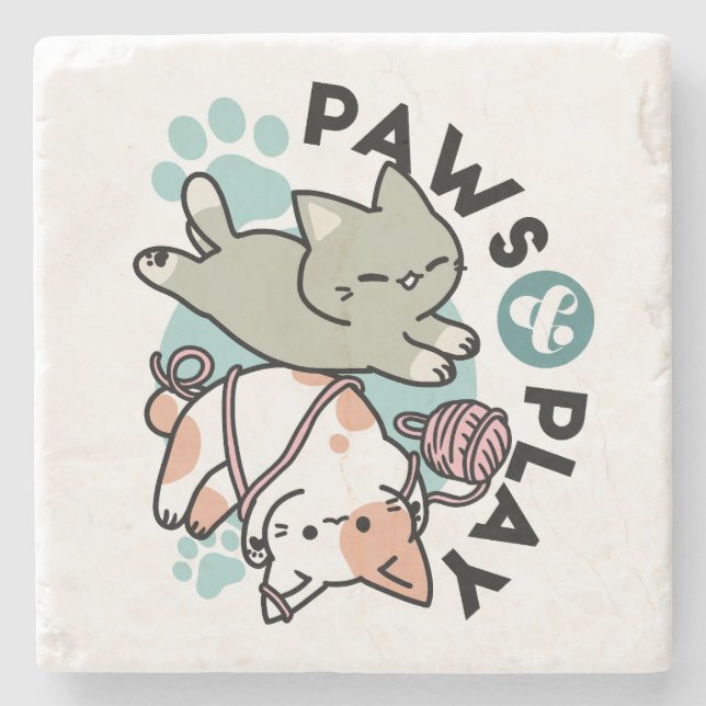 Paws and Play – Adorable Cat Illustration Stenunderlägg (Framsidan)