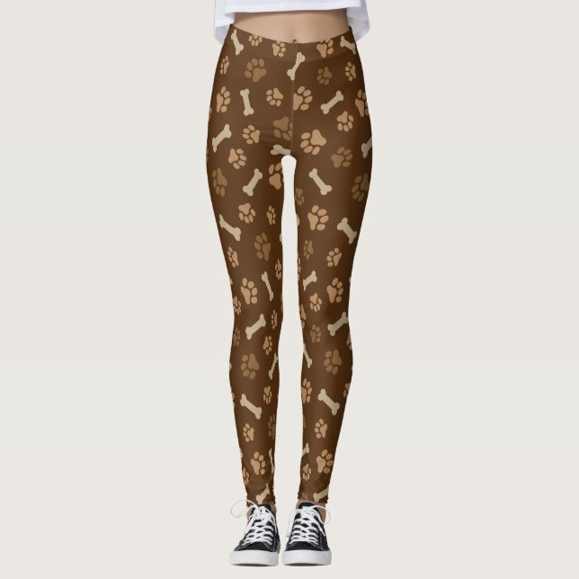 Paws & Bones – Hundälskare Mönster Leggings (Framsida)